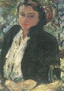 Lovis Corinth Portrat Charlotte Corinth in gruner Samtjacke Germany oil painting artist